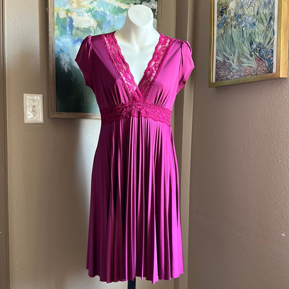 Soprano Vintage Magenta Pleated Dress